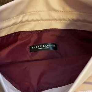 Ralph Lauren Pink Cosmetic Pouch with Burgundy Lining